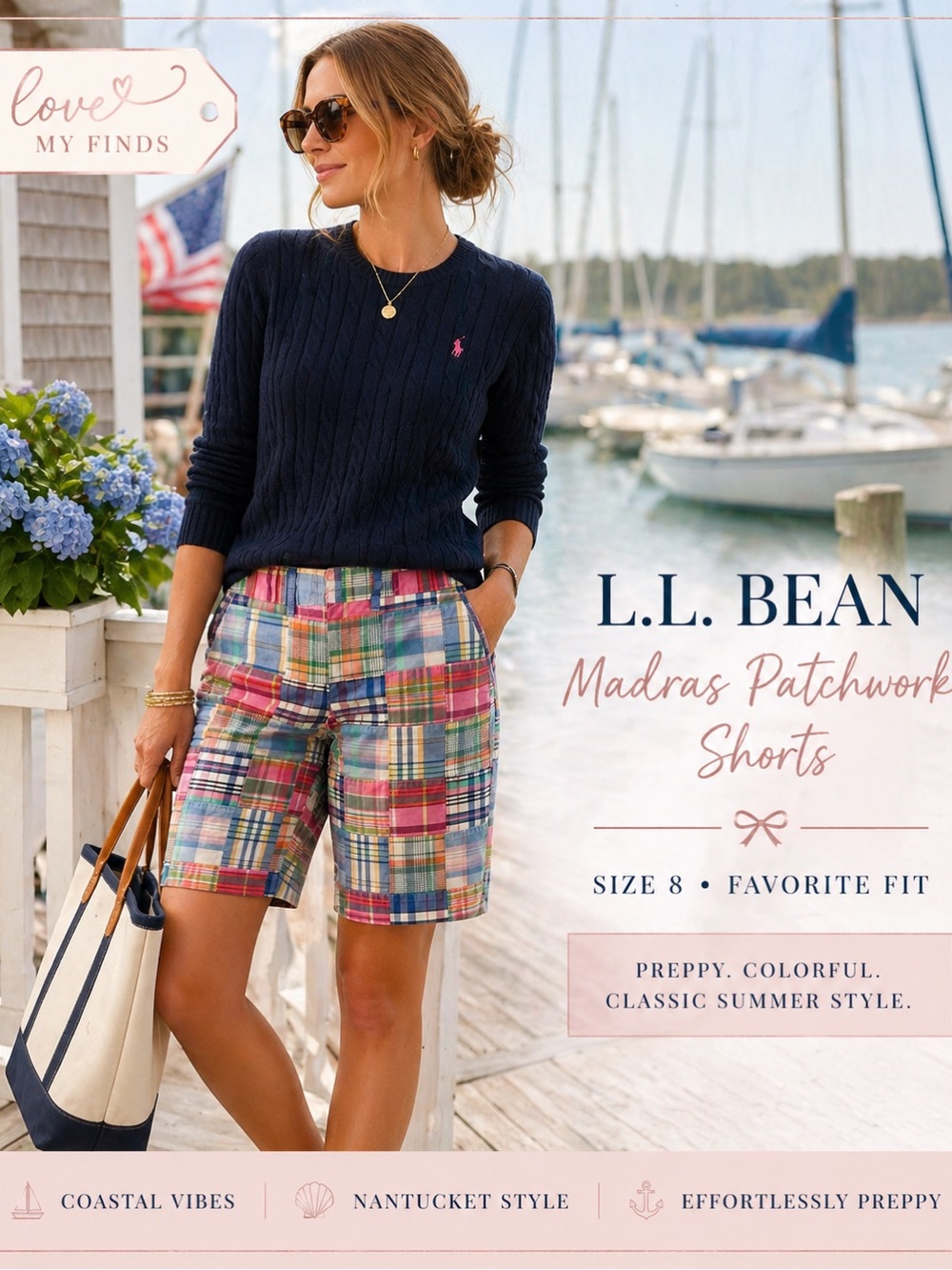 L.L. Bean Madras Patchwork Shorts Size 8 Favorite Fit Preppy Bermuda Coastal